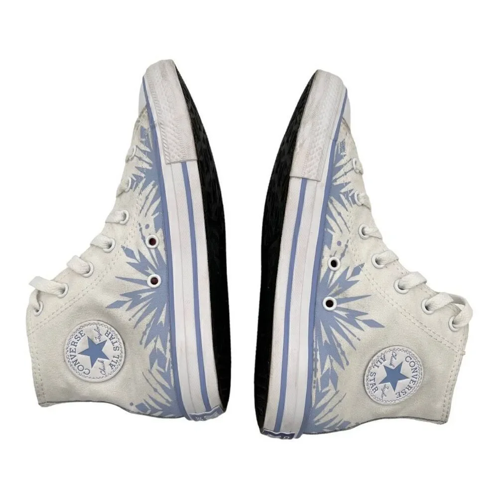 Converse All Star High Tops Junior 3 Disney Frozen White Elsa Glitter